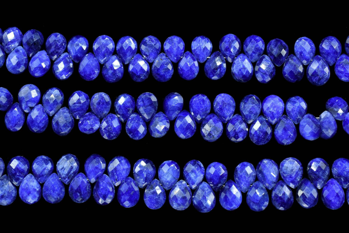 Blue Sapphire 6x8mm Pear Shape Briolette Faceted Beads,Blue Sapphire Teardrop Beads,Blue Sapphire Pear Shape Strand,Blue Sapphire Briolettes