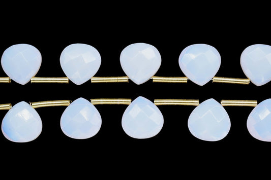 Pink Opal Faceted Heart Shape Briolettes,Opal Gemstone Heart Beads,Pink Opal 9 inch strand,Jewelry Making Supplies,Pink Opal Heart jewelry