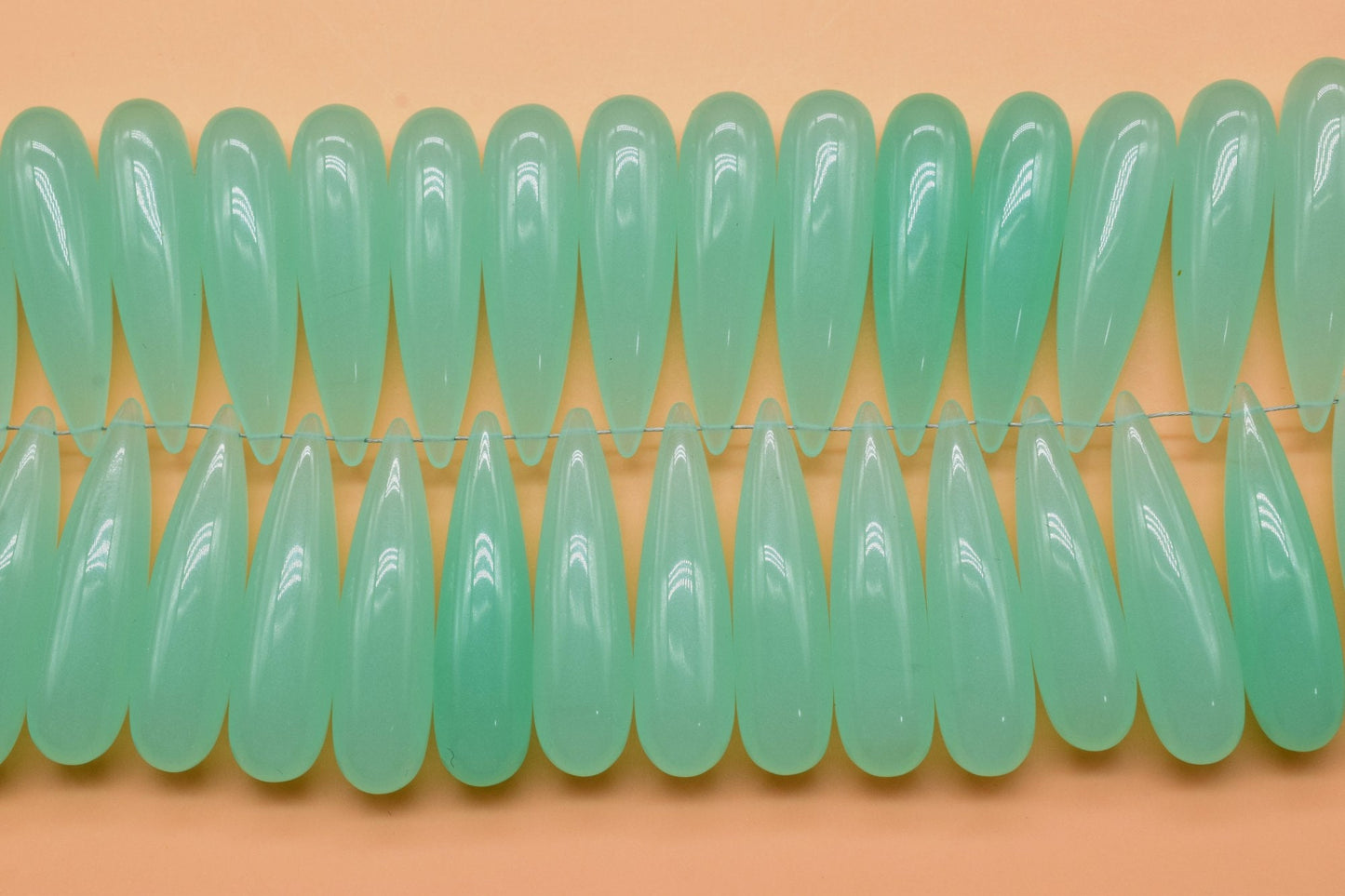 Aqua Chalcedony Long drop 8x30mm smooth Briolettes,Top Drilled Gemstone Teardrops,Chalcedony Teardrop Beads For Jewelry Making Supplies