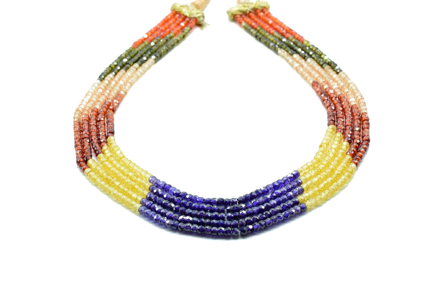 Semi precious stones Necklace,shaded Necklace Faceted 3mm Stone Beads Necklace AAA Quality Zircon 5 Strand Necklace,Natural Precious Zircon
