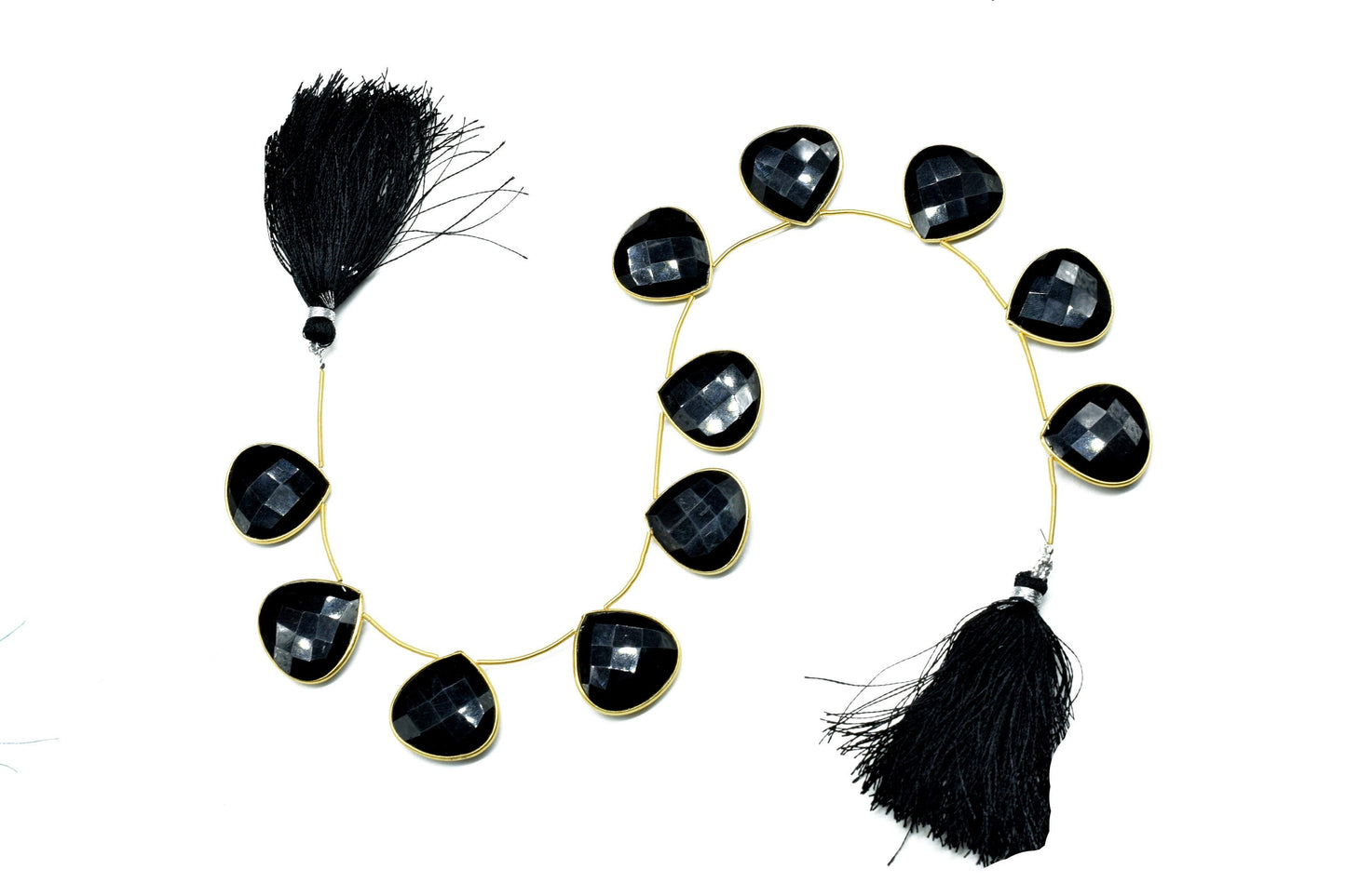 Black Onyx 20mm heart shape charm ,Gemstone bezel strand,gemstone Charm,Faceted Gemstone JewelryMaking Component,Onyx bezels