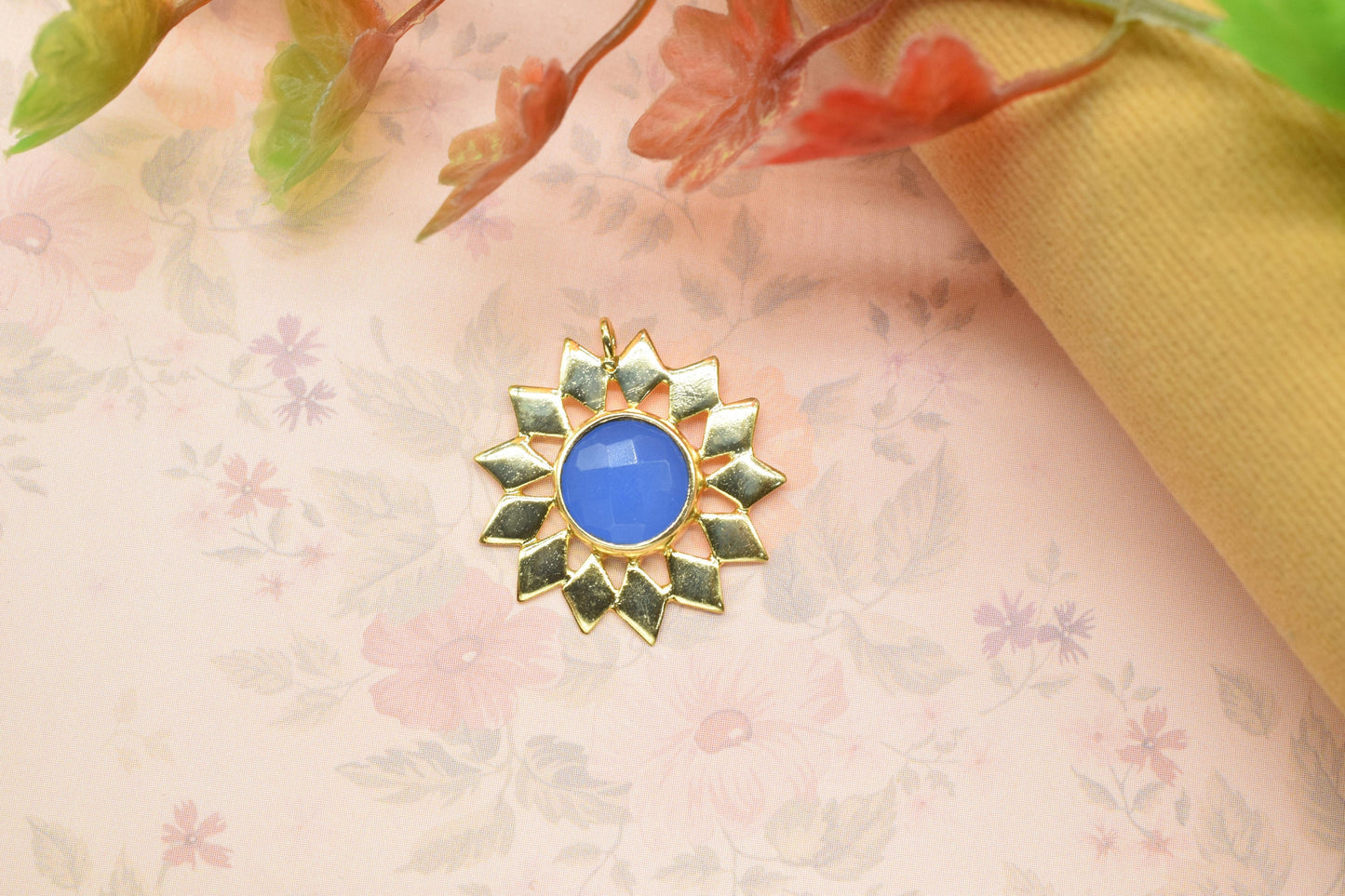 Handmade Flower Pendants,Star Findings Pendant Charms,Gemstone Beads Jewelry,Station Bezel Link,Craft Supplies,Single Bail Connectors,gift