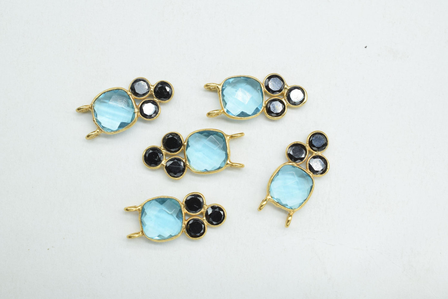 Sky Topaz 8mm Cushion shape Bezel charms,Sky Topaz Pendant,Sky Gemstone connector,Sky Topaz Jewelry,Cubic zirconia Bezel charm,p001