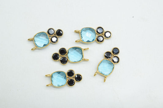 Sky Topaz 8mm Cushion shape Bezel charms,Sky Topaz Pendant,Sky Gemstone connector,Sky Topaz Jewelry,Cubic zirconia Bezel charm,p001
