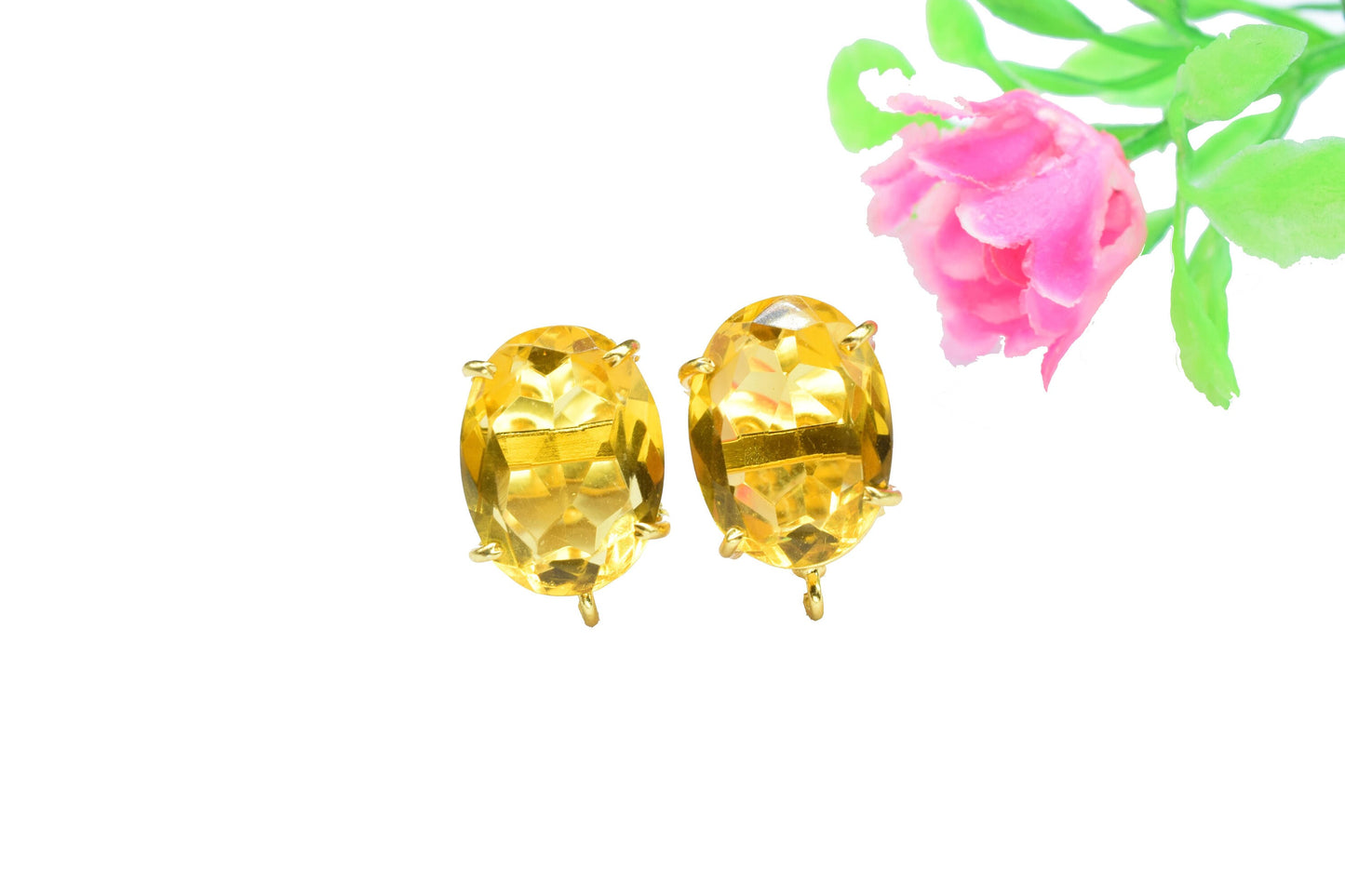 Smoky Quartz Components Earring,Handmade Beads Jewelry,Prong Bezel Earring,Gemstone Station Link,Citirine Studs Earring,Craft Supplies,Gift