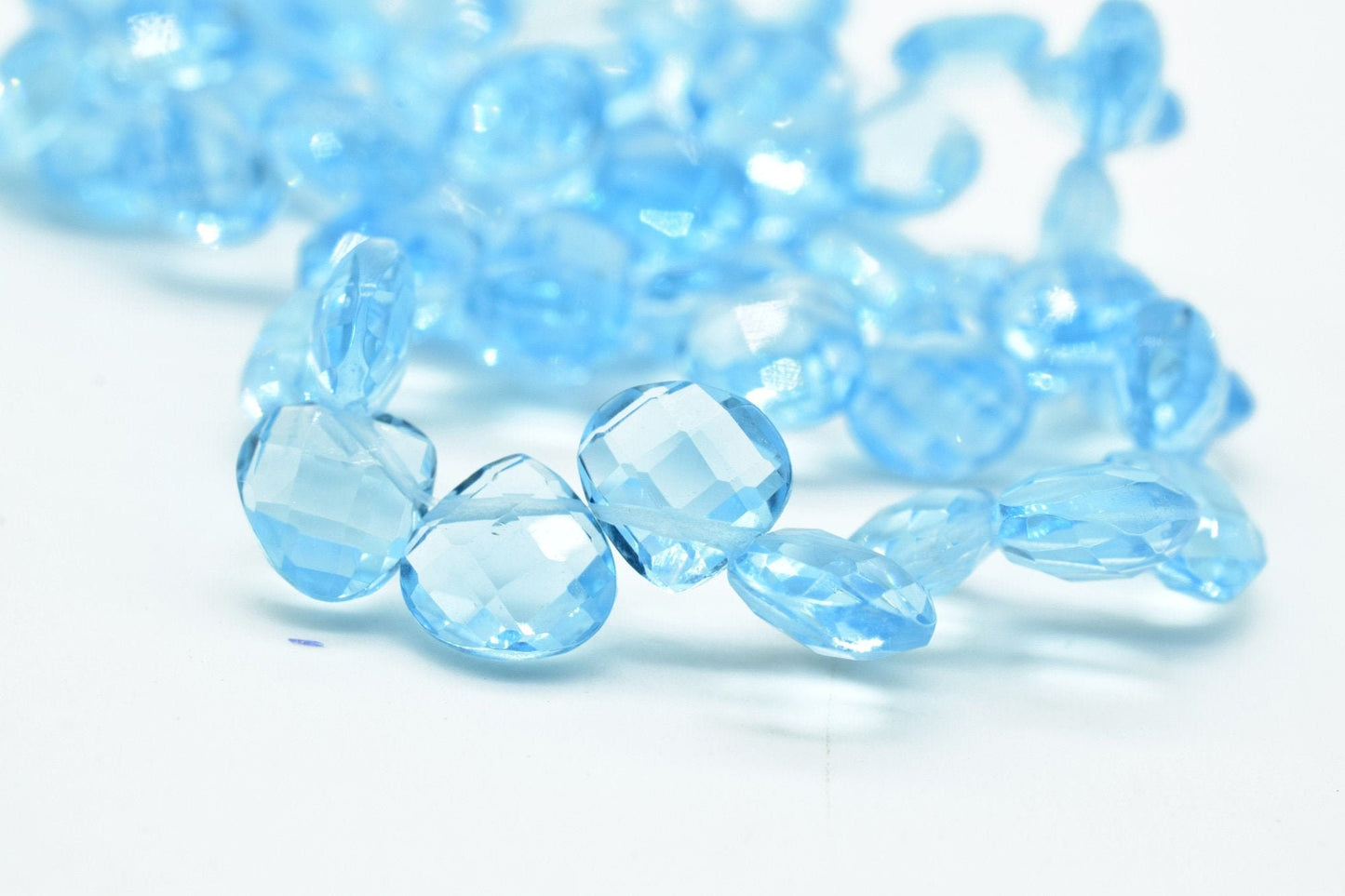 Sky topaz Heart shape 6mm Briolettes,Jewelry making supplies,craft supplies,Sky topaz faceted tiny briolettes beads strands,sky topaz beads