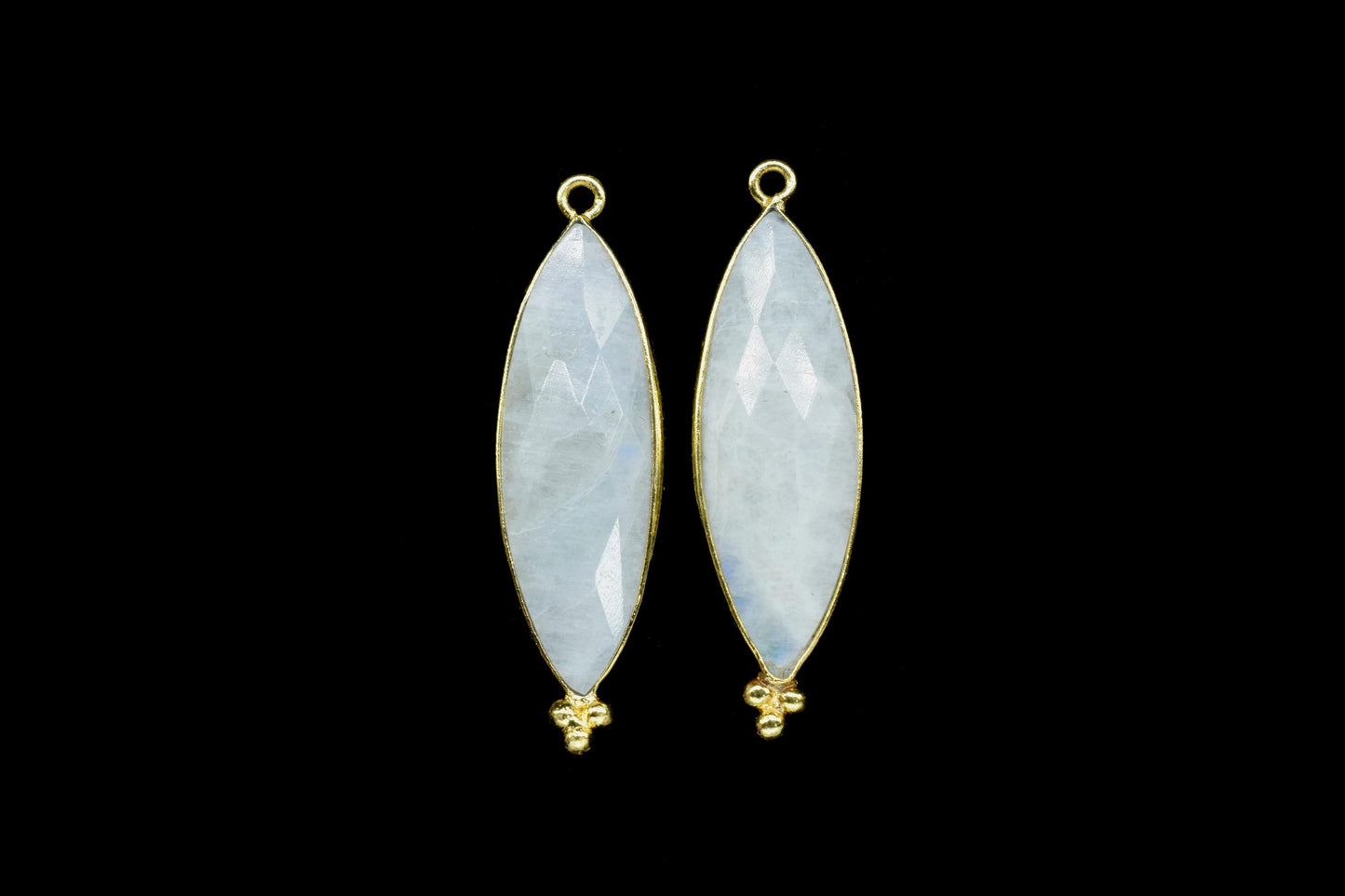 Rainbow Moonstone 10x30mm Bezel charms,Rainbow Gemstone Connector,Station Bezel Link Jewelry Supplies,marquise Shape Pendant,Moonstone Gift