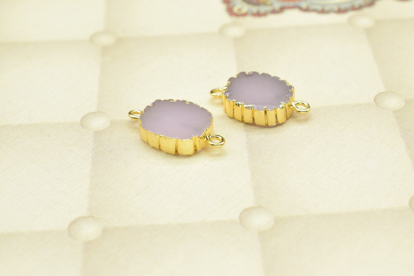 Rose Chalcedony Pendant,Gemstone Electroplated,Pendant Jewelry Making Supply,Double Bail Connector,Handmade Cabechon Pendant Charm necklace