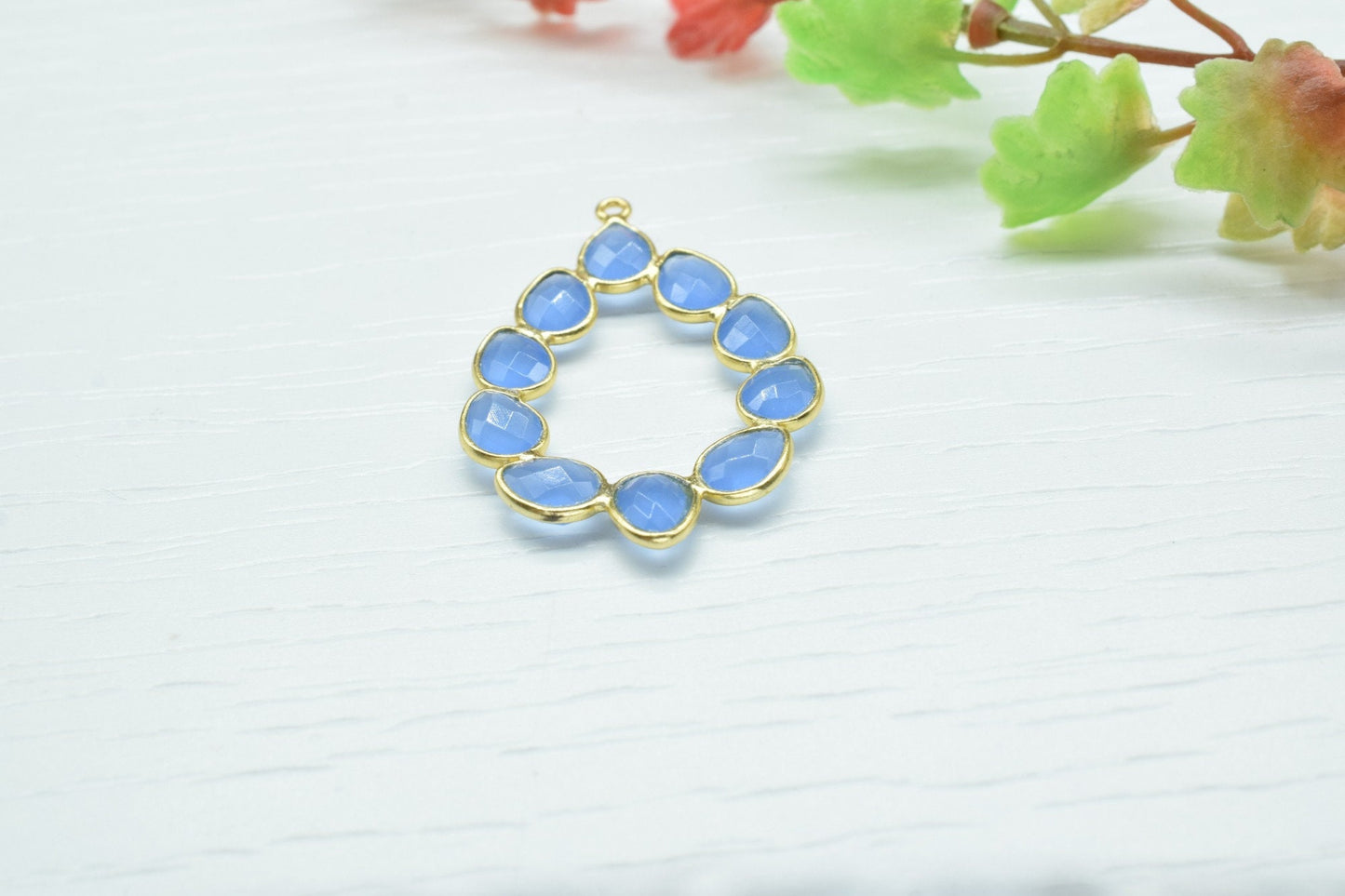 Blue Chalcedony Earring,Aqua Chalcedony Pendant,Blue Chalcedony Bezelt  Bezel,Pendant Connector,Six Attached Bezel,Necklace Pendant