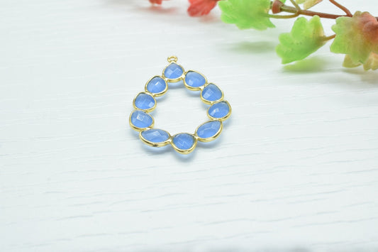 Blue Chalcedony Earring,Aqua Chalcedony Pendant,Blue Chalcedony Bezelt  Bezel,Pendant Connector,Six Attached Bezel,Necklace Pendant