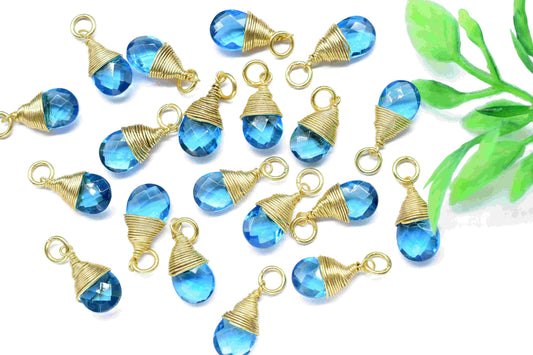 Blue Topaz Teardrop Faceted Connector,Loop Connector,Pendant Jewelry,Gemstone Wire Wrapped Pendant,Wire Wrapped Necklace,Blue Topaz Jewelry,