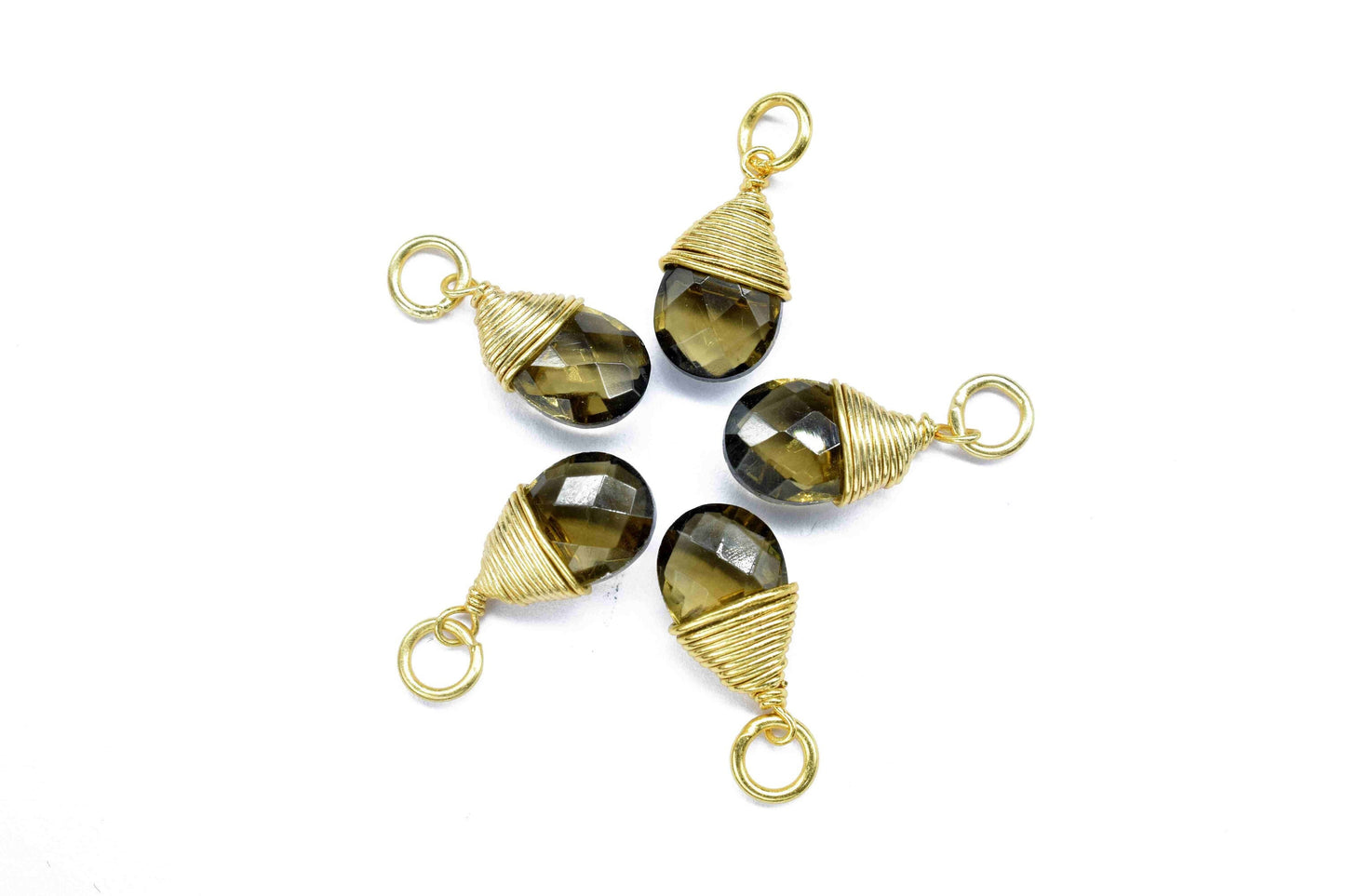 Smoky Quartz Faceted Connector,Loop Connector,Pear Pendant Jewelry,Gemstone Wire Wrapped Pendant,Wire Wrapped Necklace,Smoky Quartz Jewelry,