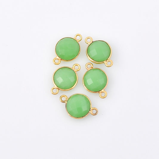 Chrysoprase 10mm round dual connectore bezel,Gold Plated bezel,Chrysoprase Bezel connectors,Vermeil Bezel,jewelry making ,Gold-Filled bezel