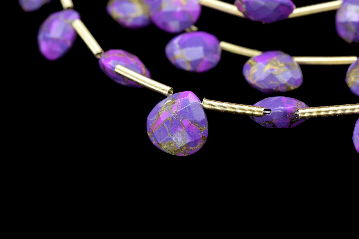 Purple Copper Turquoise Faceted Briolette,Gemstone Heart Beads,Purple Turquoise Heart Shape,Jewelry Making Supplies,Copper Turquoise jewelry