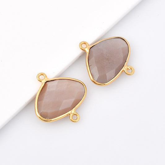 Peach Moonstone 10x15m Bezel dual connector,Moonstone kidney Shape Gold Plated bezel,Moonstone Bezel,Vermeil Bezel,jewelry Gold-Filled bezel