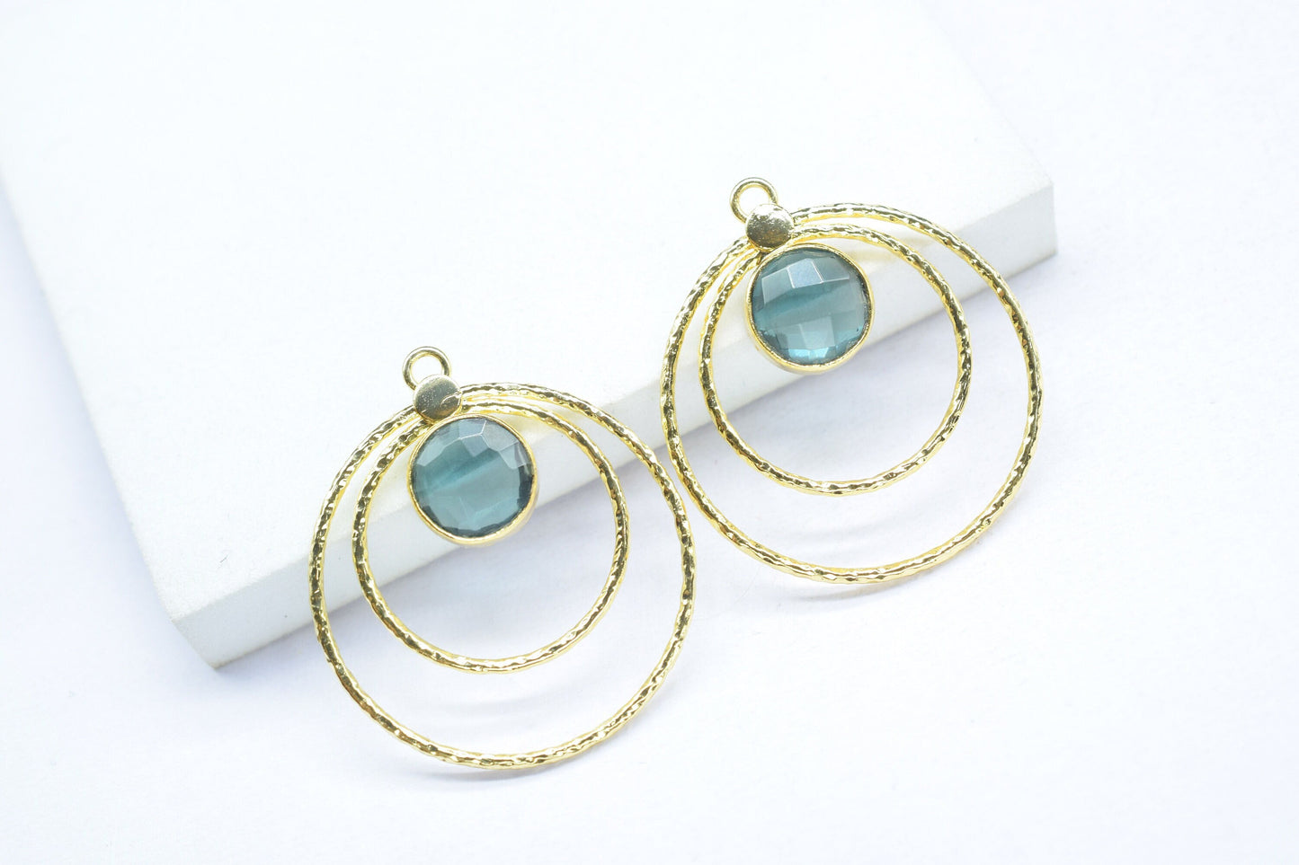 Kyanite Round Faceted Bezel Connector,designer Bezel Jewelry,Gemstone Necklace Pendant,Jewelry Findings,Kyanite Round Earring Connector,Gift