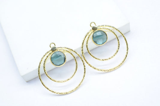 Kyanite Round Faceted Bezel Connector,designer Bezel Jewelry,Gemstone Necklace Pendant,Jewelry Findings,Kyanite Round Earring Connector,Gift