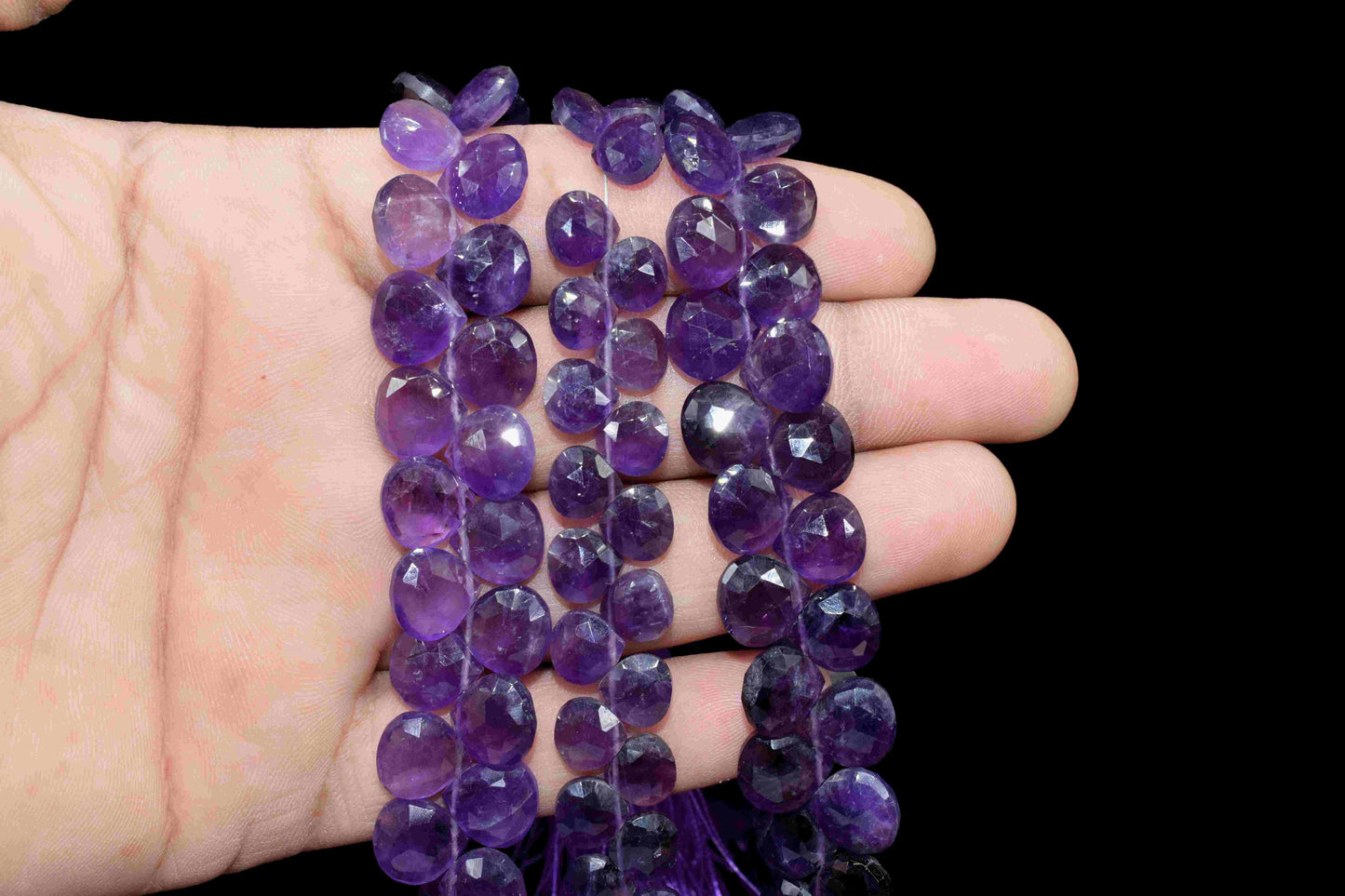 Amethyst 10mm Heart Shape Briolette,Faceted Beads for Jewelry Making,Natural Gemstone Beads, Amethyst Heart Shape Bead,Amethyst Beads Strand