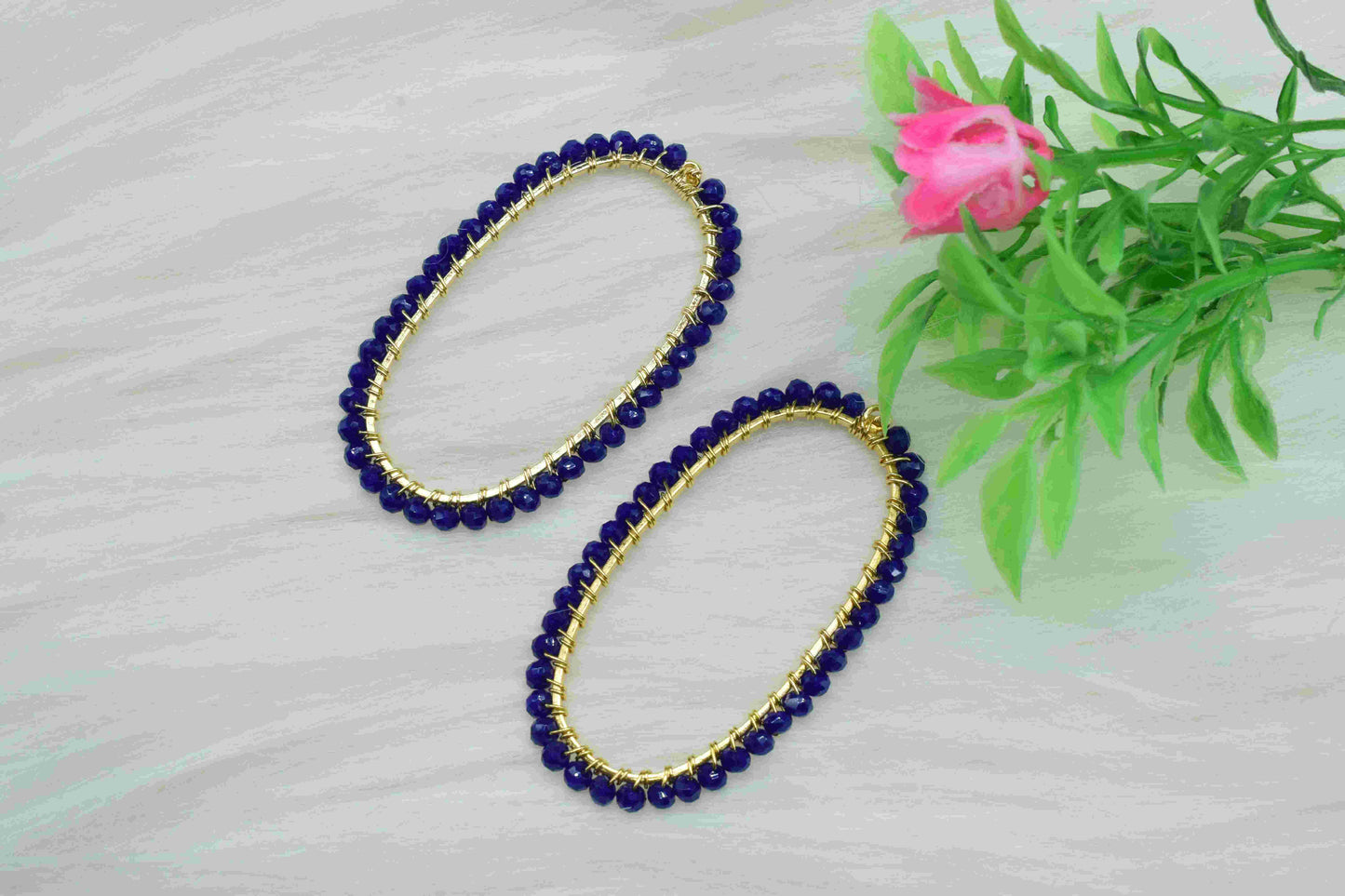 Lapis Lazuli beads Connector,Lapis Gemstone Bead Necklace,Oval Shape Component,Finding Component Jewelry,Lapis Wire Wrapped Handmade Jewelry