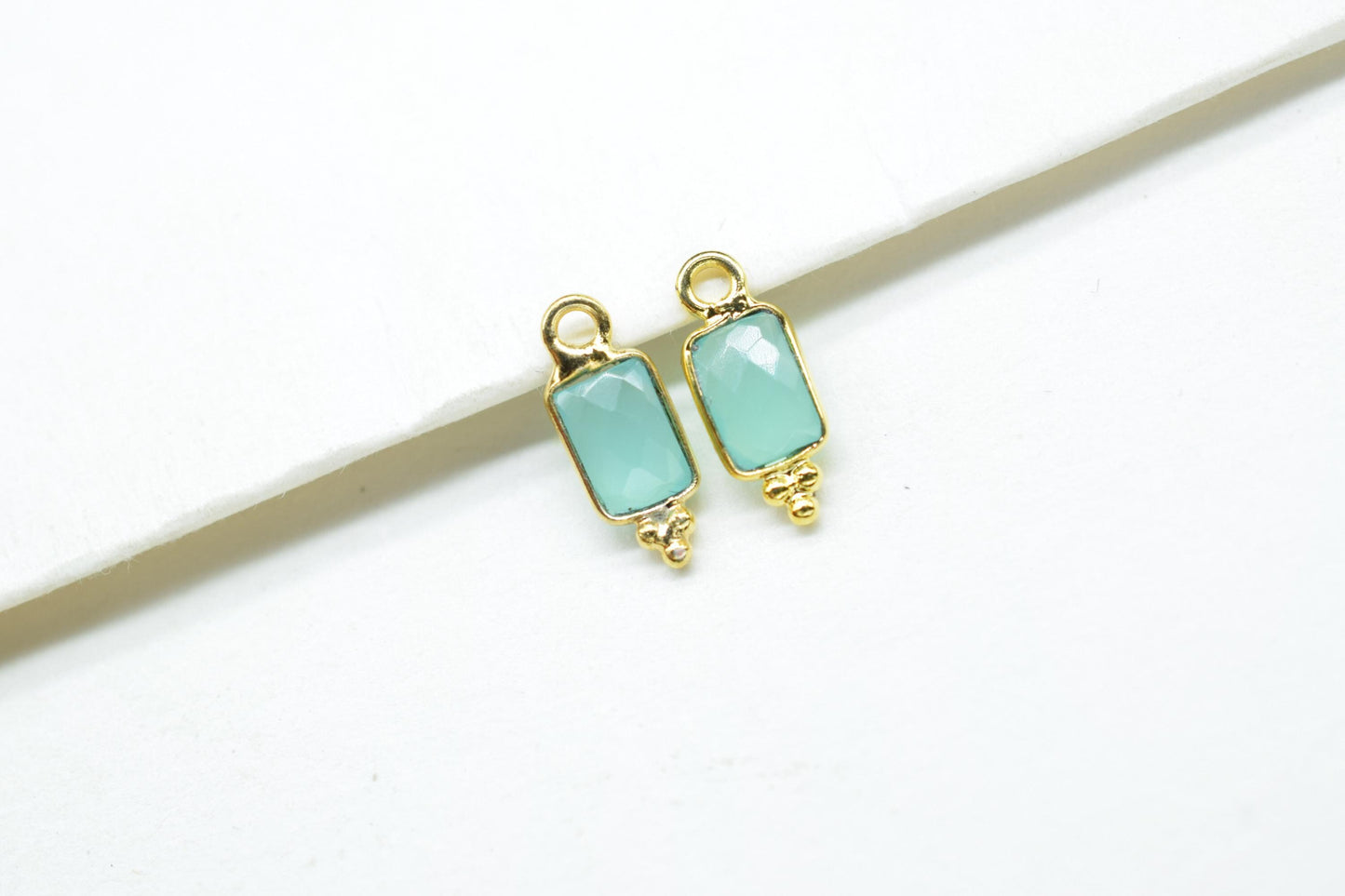 Aqua Chalcedony Charms Pendant/Buguette Shape Pendant/Handmade Pendant/Tiny Pendant/Necklace Connector jewelry/Women Jewelry/B'day Gift
