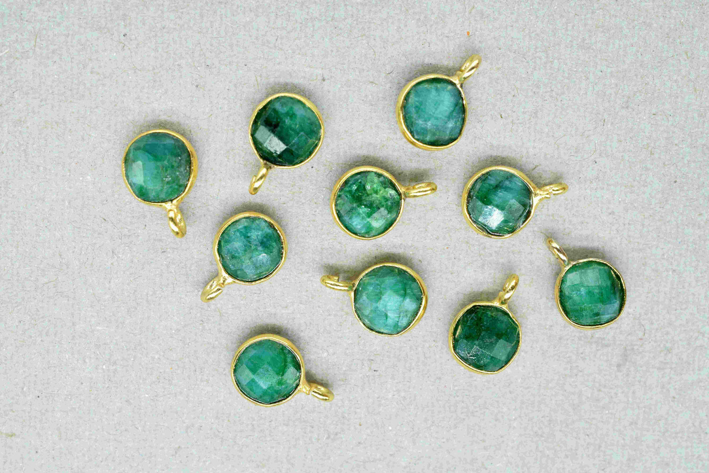 Emerald 6mm Round Earring Connector,Jewelry Making,Emerald connectors stud,Gold Plated Earring Connector,Gemstone Link Connector,Round Studs