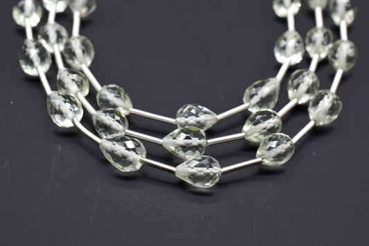 Green Amethyst Drop Briolettes,Green Amethyst drops strand,Jewelry making beads,Supplies beads,Amethyst Pear shape Briolette strand,Gemstone