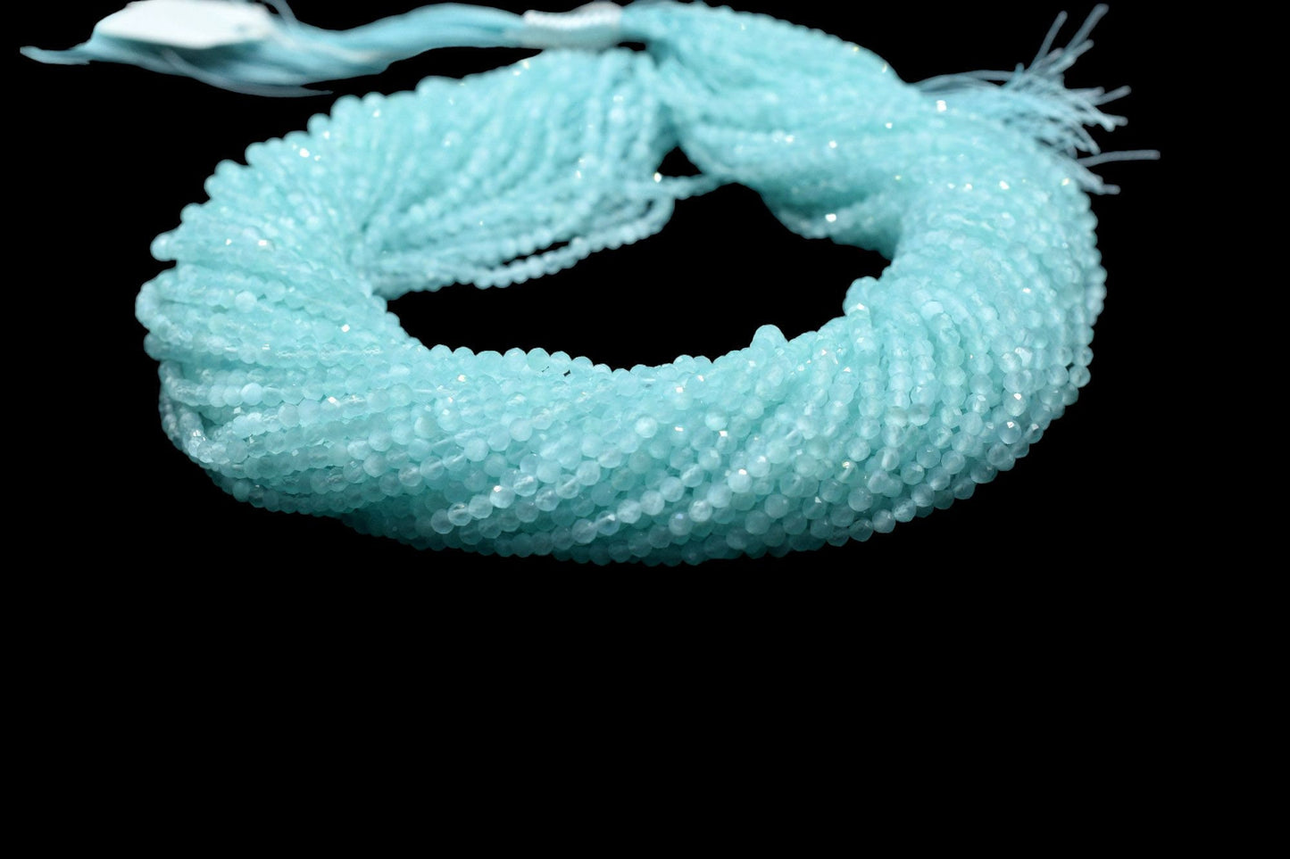 Aqua Chalcedony AAA Faceted beads/Aqua Stone Beads/Rondelle Beads/Jewerly Making Beads/Micro Cut Beads/Loose Gemstone Beads/Wholesale Beads