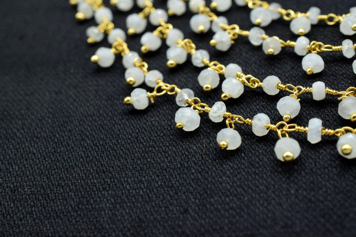 Rainbow Moonstone Cluster Rosary Chain,Wire Wrapped Necklace Chain,Rainbow Beads Dangling Chain,Gemstone Rosary Chain,Handmade Jewelry Carft