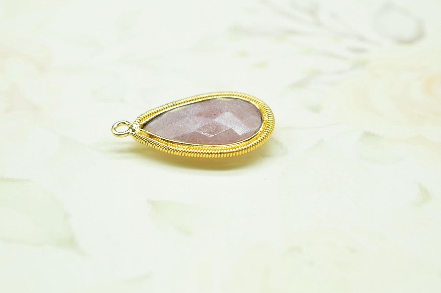 Peach Moonstone 12X20mm Bezel Charms,Gemstone Bezels,Boho Pendant Charms,Single Bail Pendant,Handmade Brass Pendant,Bezel Connectors,Gift