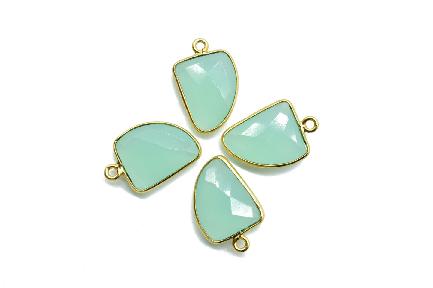 Aqua Chalcedony 12x15mm horn shape single bail connectors,Aqua Chalcedony Bezel Findings Horn Charms,Horn Shape Connectors,Single Bail charm