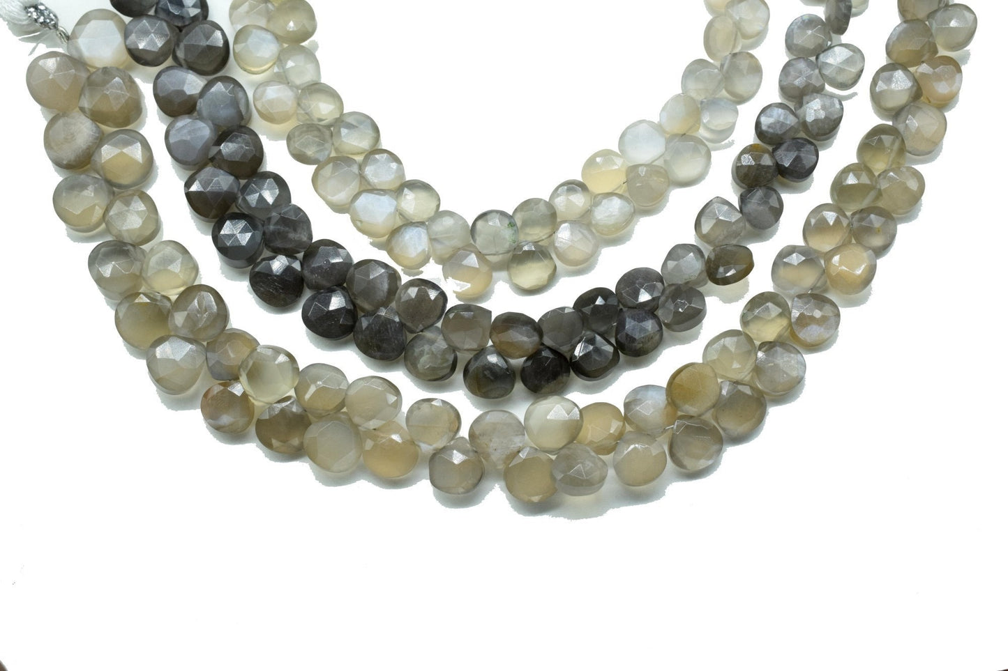 Dark Grey Moonstone Faceted Briolettes,Gemstone Beads Jewelry,Grey Moonstone drops,Dark Moonstone 6mm To 7mm Heart Shape Beads Strand,Gift