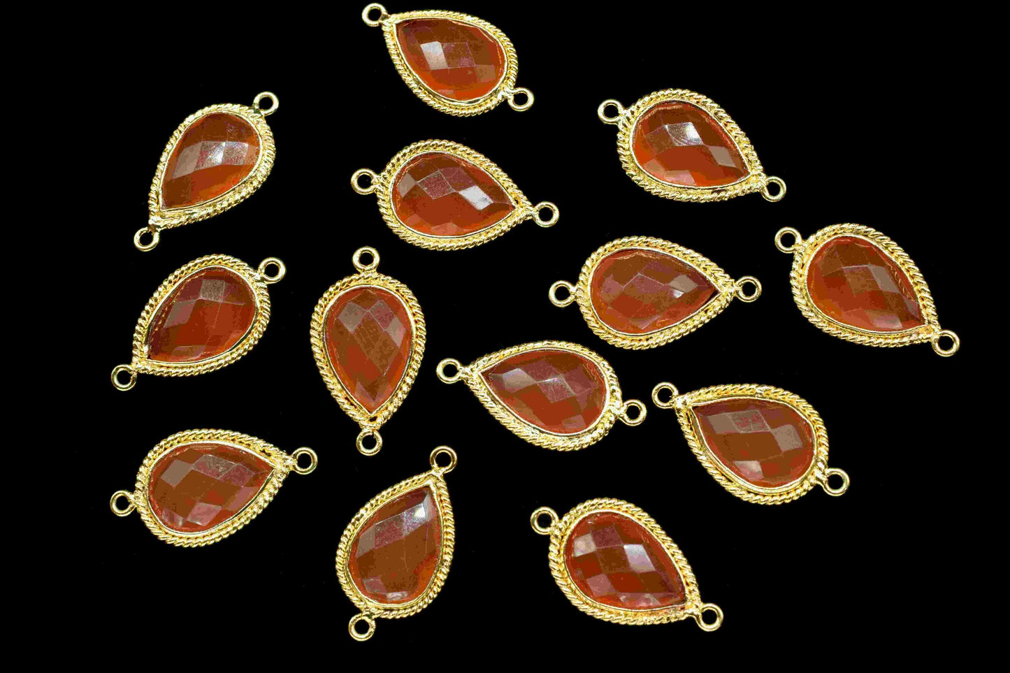 Natural Carnelian Gemstone 9x13mm Teardrop Shape Charms,Carnelian Double Bail Connector Jewelry,Pear Shape Pendant,Gemstone Bezels Charms