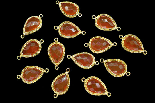Natural Carnelian Gemstone 9x13mm Teardrop Shape Charms,Carnelian Double Bail Connector Jewelry,Pear Shape Pendant,Gemstone Bezels Charms
