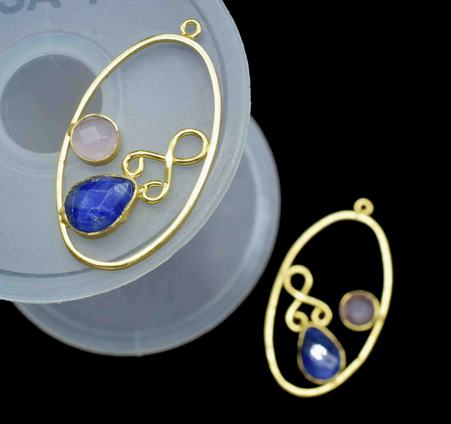 Multi Gemstone Finding Pendant,Rose Quartz Round Connector,Sapphire 7x10mm Teardrop Shape Component,Finding Necklace Component Jewelry,Gift