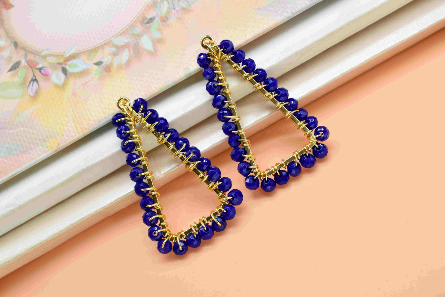 Lapis Lazuli Wire Wrapped Dangle Earring, Gemstone Component,Handmade Connector,Finding Necklace,Component Jewelry,Beaded Earring,Connector,