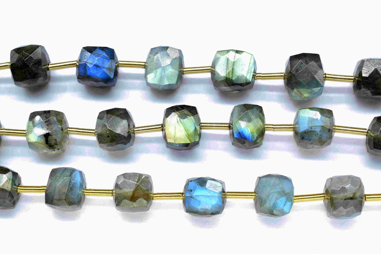 Flashy Labradorite Faceted Box Strand,8 to 9mm Square Faceted Beads,Labradorite 3D Cube Bead,Labradorite Box strand,Labradorite Fancy shape