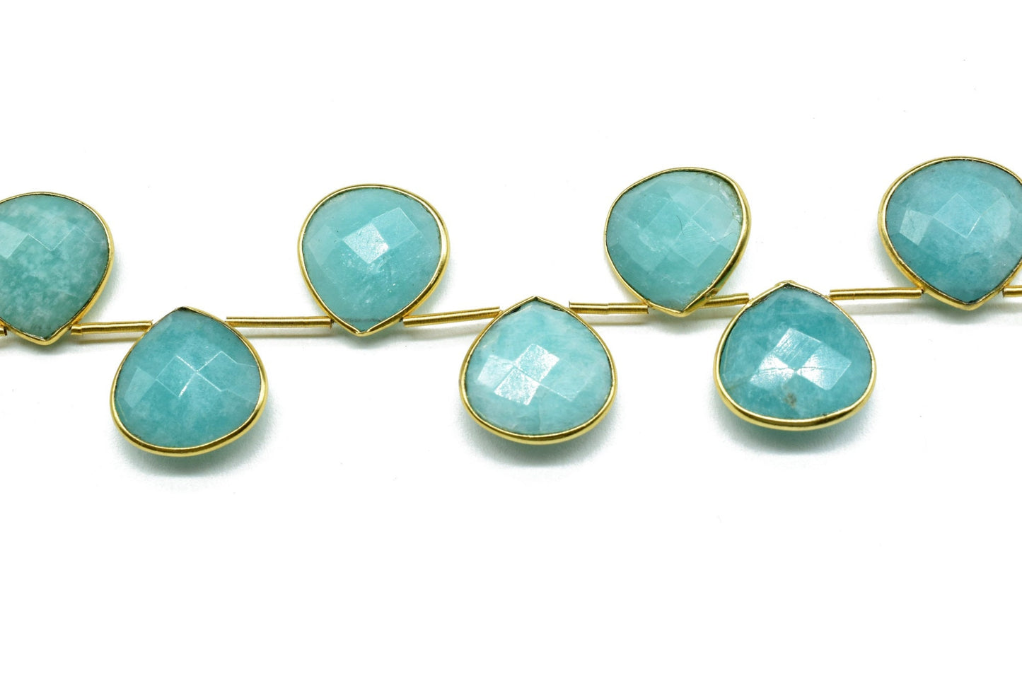 Natural Amazonite 14mm Heart shape 11 Pieces strand,Natural Gemstone Bezel Charms Links Connector Pendant,Single Bail Connectors jewelry