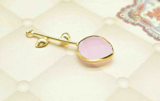 Rose Quartz Single Bail Pendant , Rose Quartz Charms , Heart Shape Charms ,Genuine Gemstone Charms ,Gemstone Connectors ,Summer Collection ,