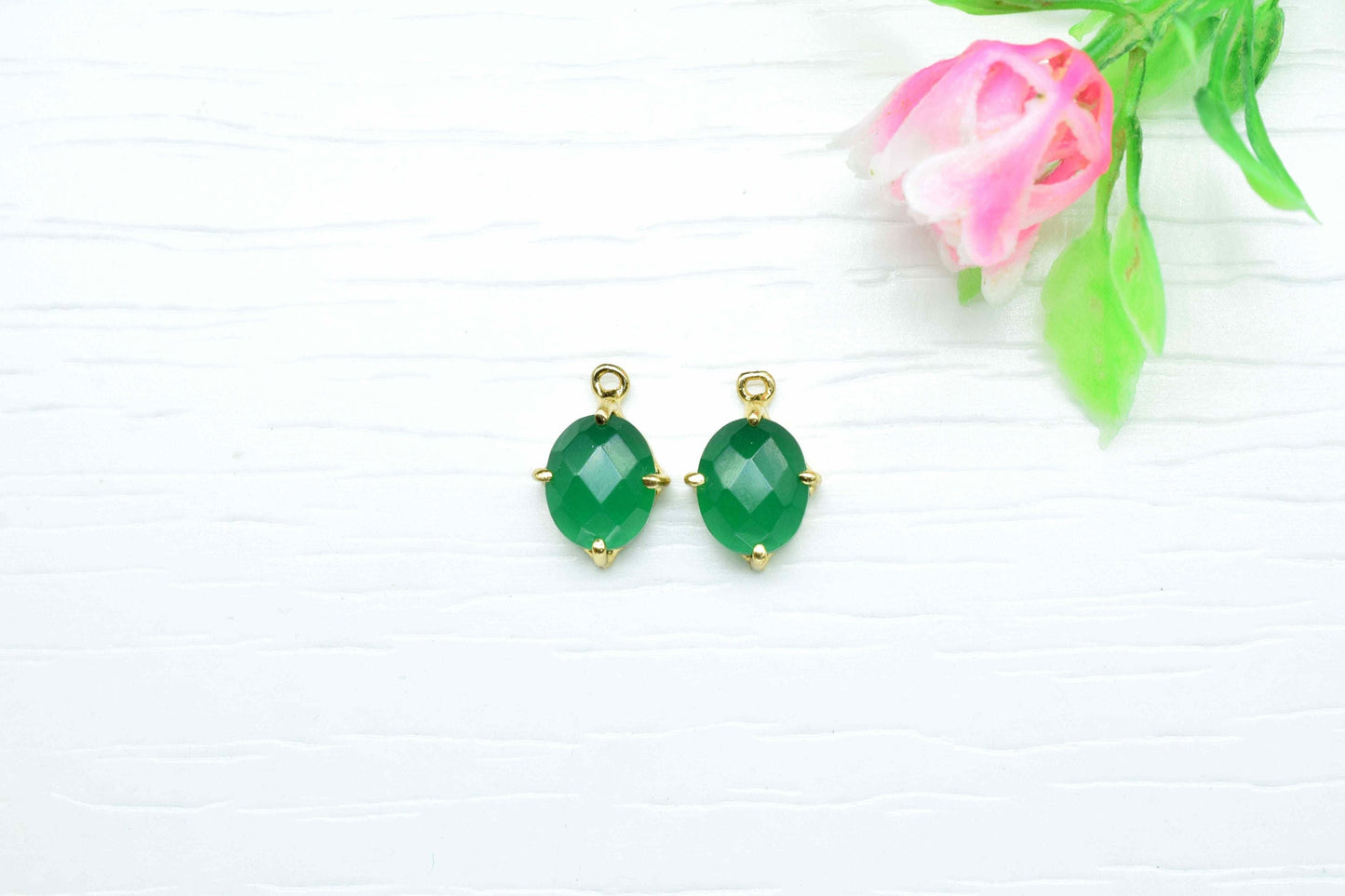 Green Onyx 8x10mm Oval Shape Connector,Green Onyx bezel frame Connector,Green onyx Single bail connector Jewelry Making,Green Onyx Component