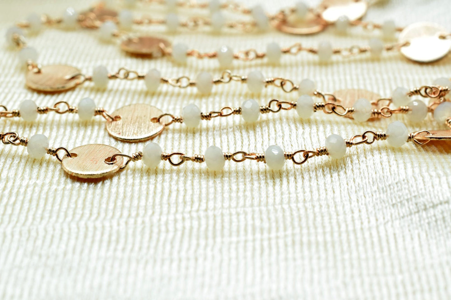 Aqua Chalcedony 3mm Beaded Chain,Aqua Chalcedony Rosary ,Wire Wrap Chain,Aqua Chalcedony Brass chain,jewelry making chains,gift,charms chain