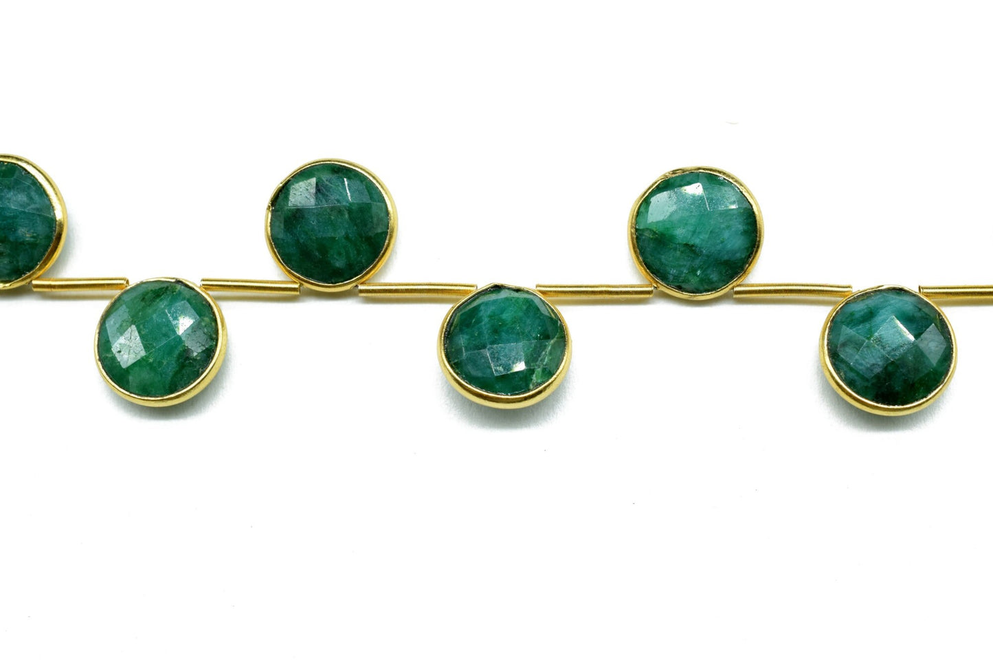 Emerald 10mm Faceted Round Shape bezel charms ,Emerald Faceted Gemstone JewelryMaking Component,Emerald charms,Brass charms