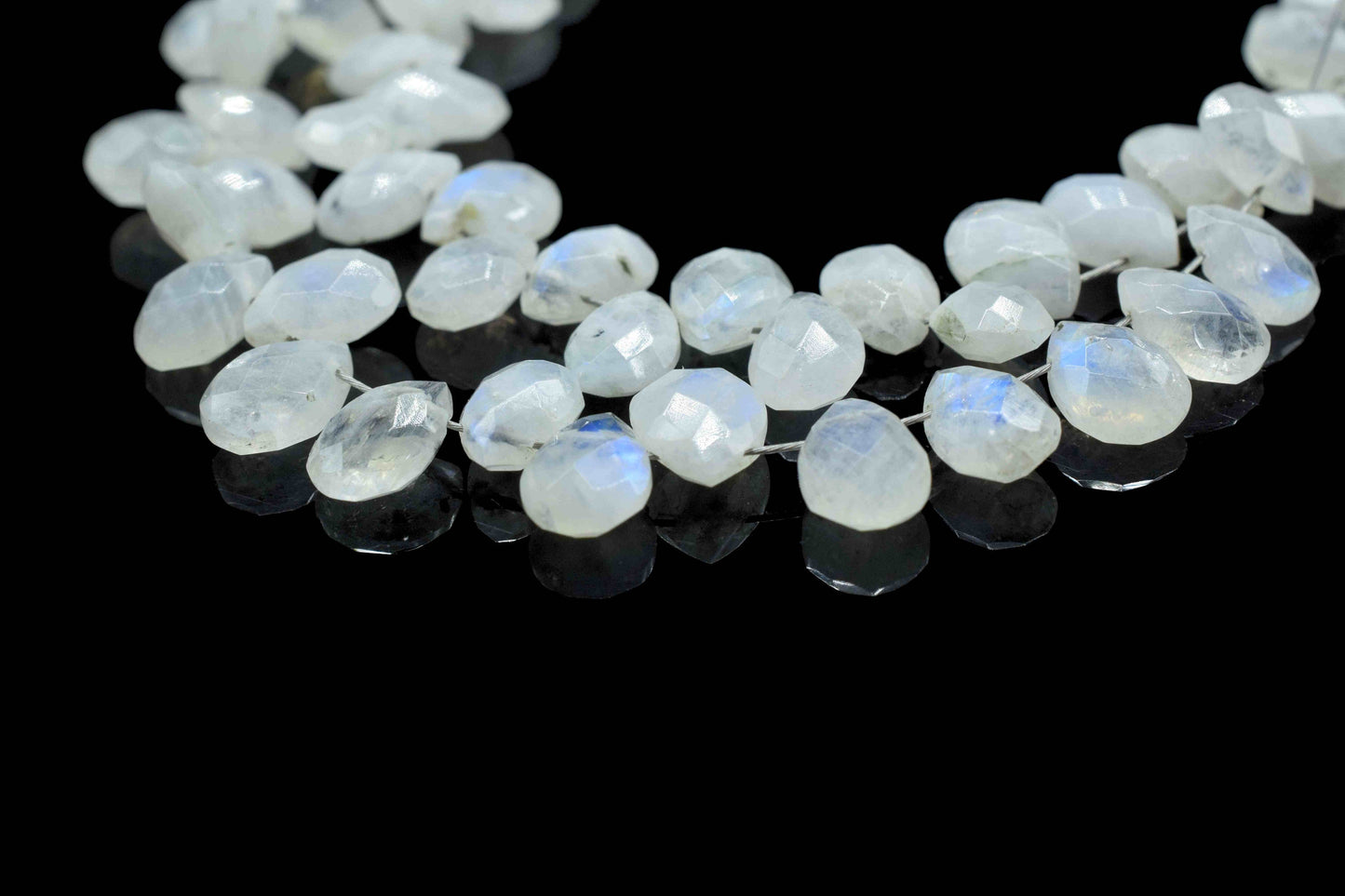 Moonstone Pear Shape Beads,Rainbow Moonstone Briolette,6x8mm Teardrop Faceted, AAA Quality Briolette, 8''Pear Shape Strand,Teardrop Faceted