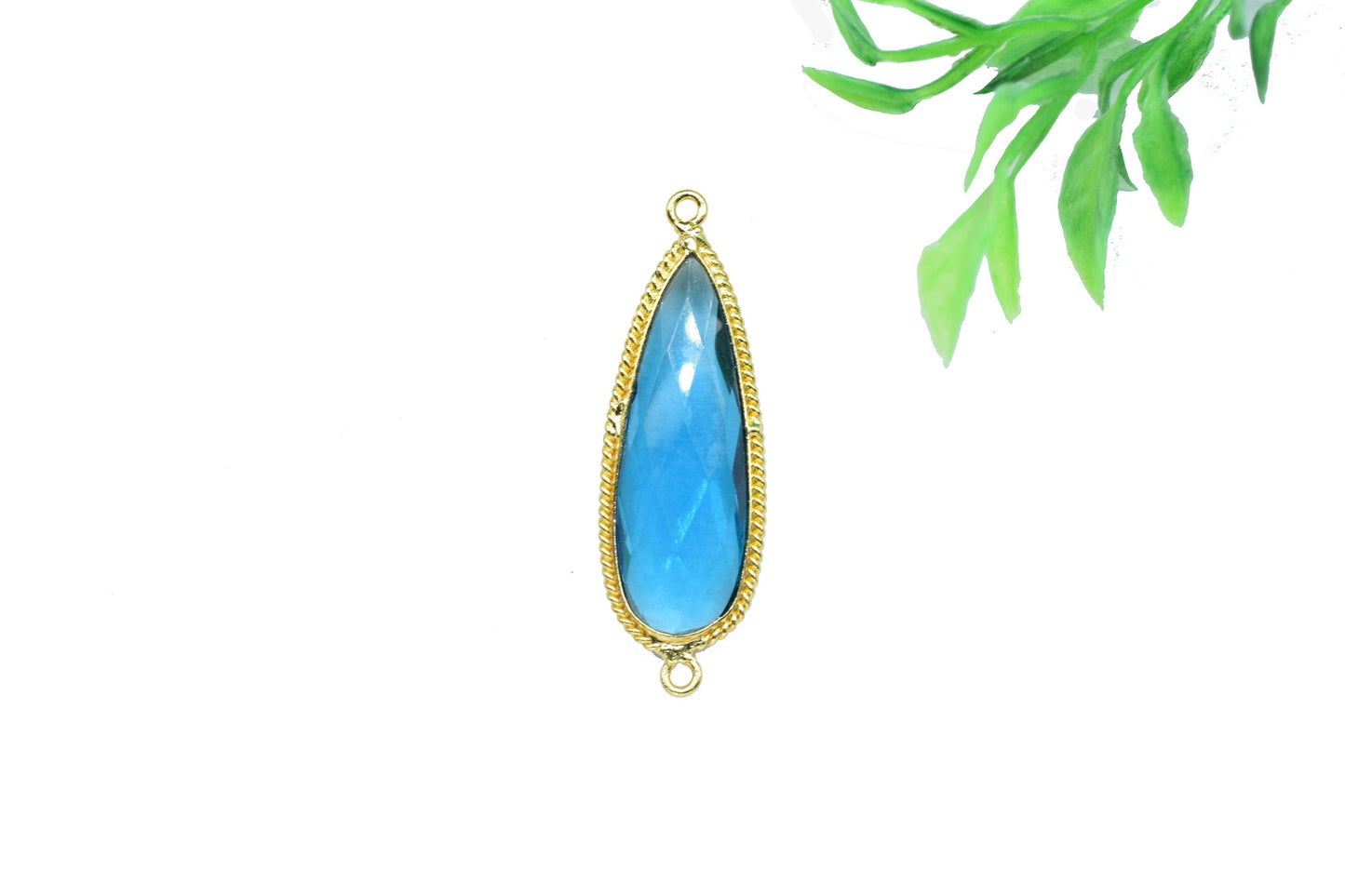 Neon Apatite Gemstone 10x30mm Pear Shape Bezel charm,Neon Apatite Gold Plating Double Bial Pendant,Apatite Gemstone Faceted Teardrop Bezels