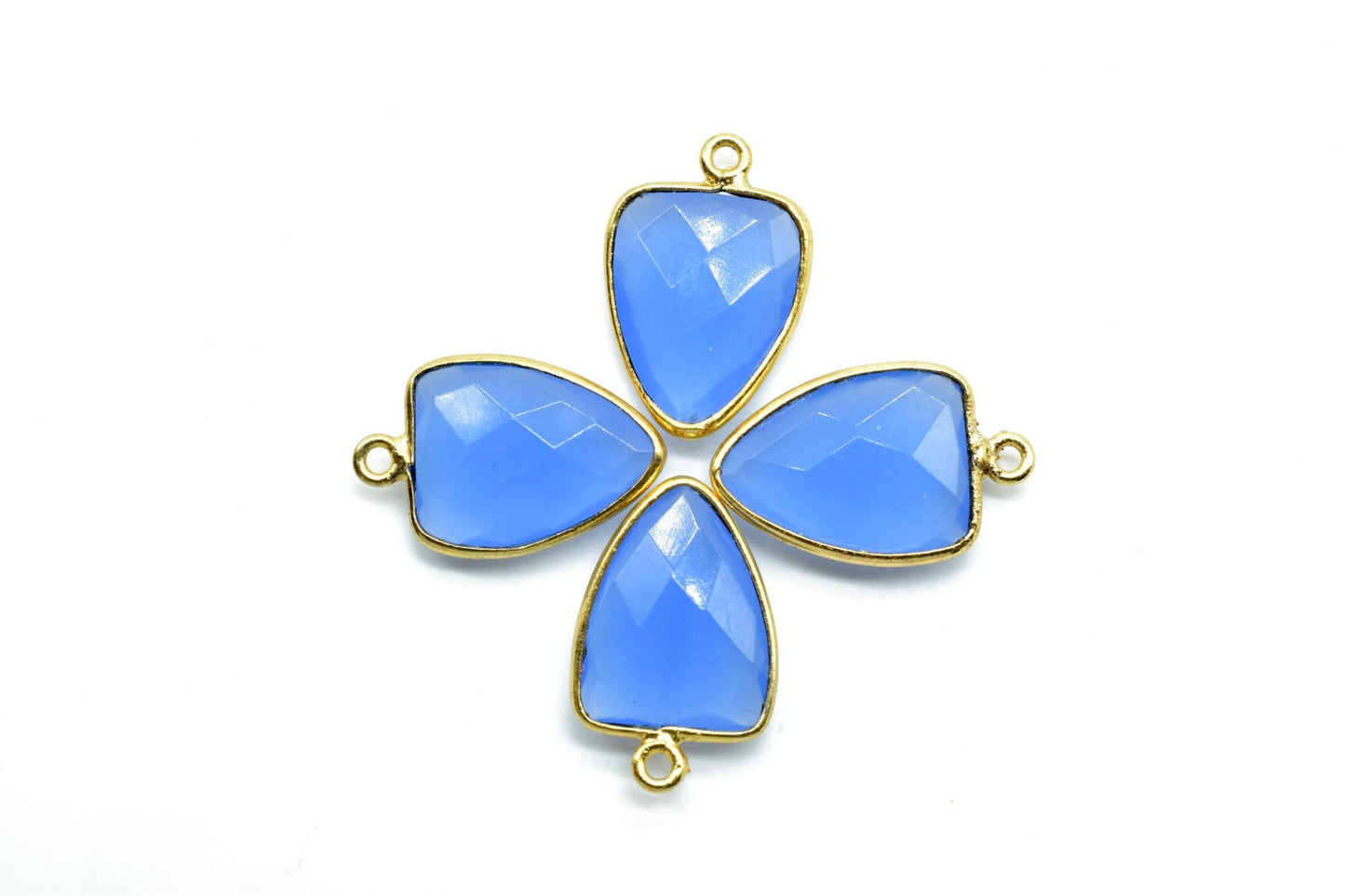 Blue Chalcedony 12x15mm Triangle shape Single bail Connector,Bezel links Connector,jewelry making Connector,Single Loop Connector,Chalcedony