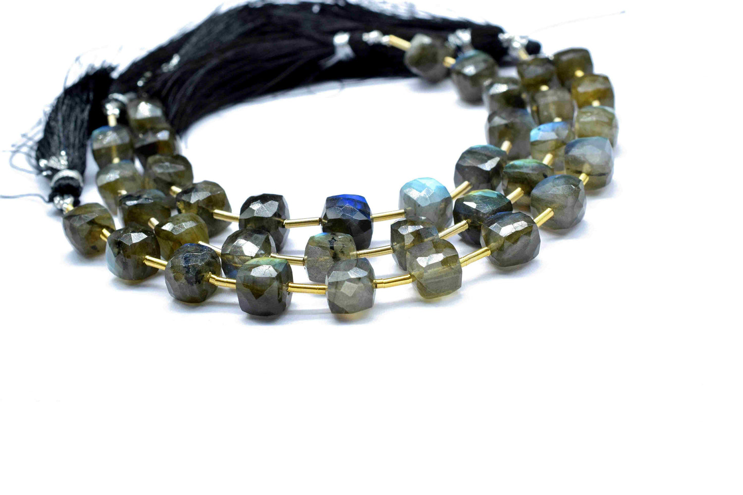 Flashy Labradorite Faceted Box Strand,8 to 9mm Square Faceted Beads,Labradorite 3D Cube Bead,Labradorite Box strand,Labradorite Fancy shape