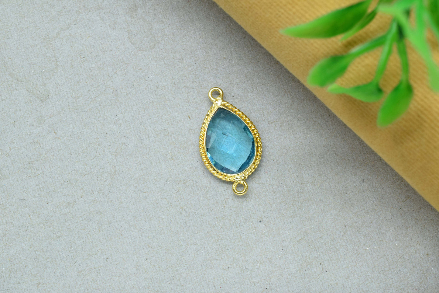 Sky Topaz Gemstone Faceted Bezels Jewelry,Sky Topaz Gold Plating Single Bail Pendants,Gemstone 10x14mm Pear Shape Pendant,Sky Topaz charms