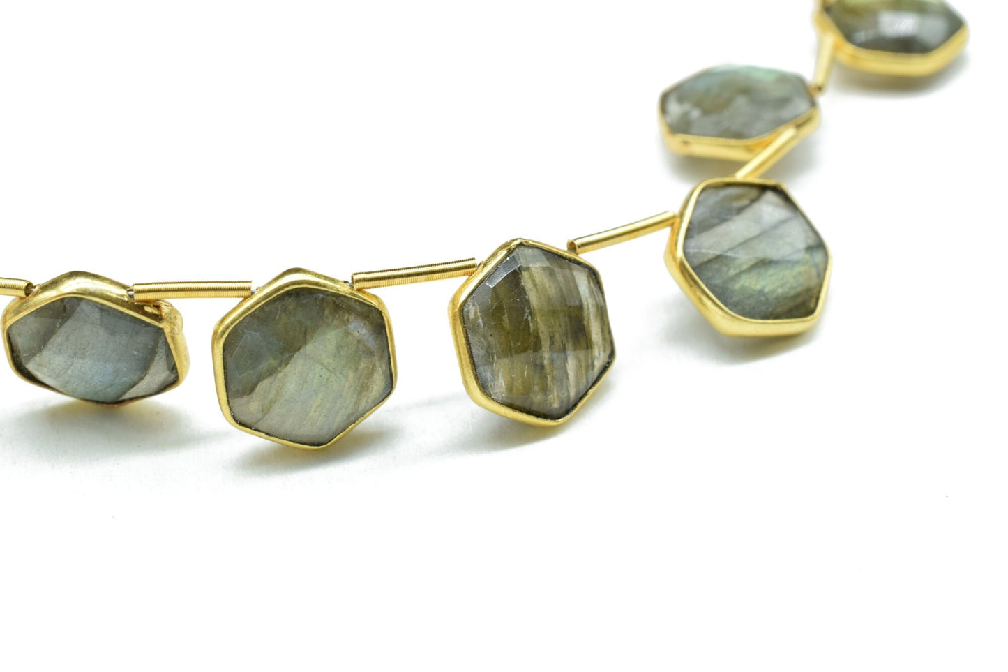 Labradorite 10mm Faceted Hexagon Shape Single Bail Connector strand,Single Bail Charm,Gemstone Jewelry Making Component,Labradorite Bezel