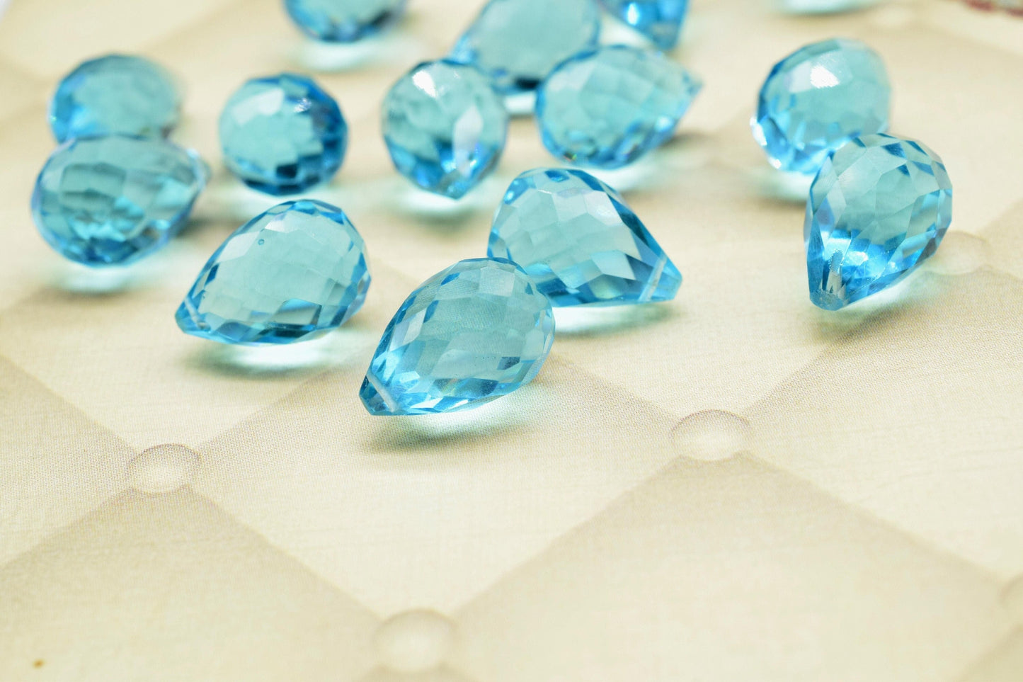 Sky Topaz Teardrop Shape Briolette, 10x14mm Drop Beads , Sky Topaz   Faceted Drop Shape Briolette , AAA Quality Briolette Beads