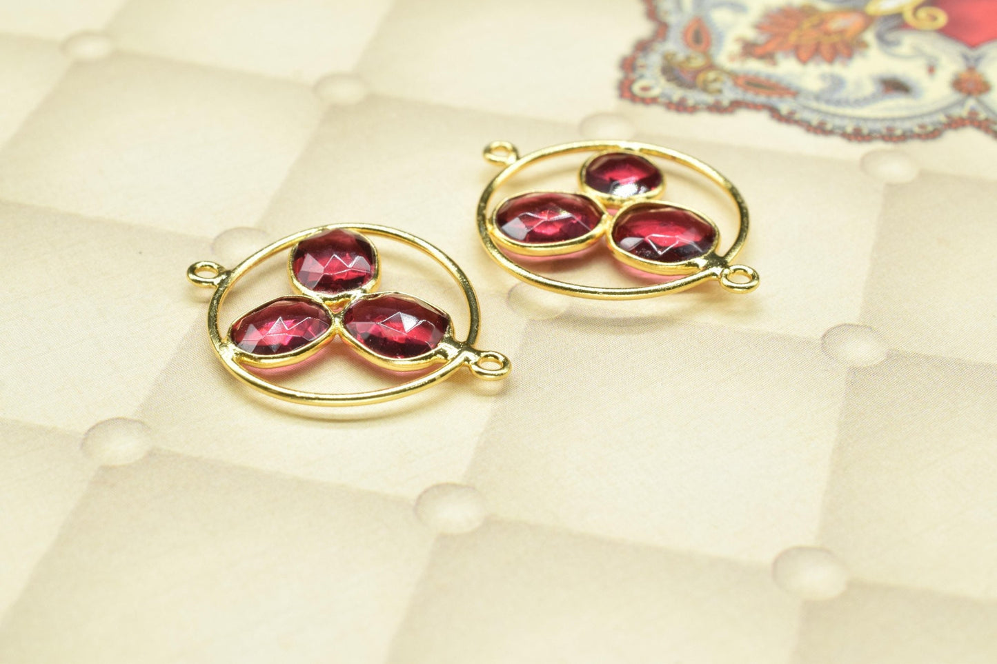 Pink Tourmaline Charms Jewelry,Pink Tourmaline Quartz Gold Plating Double Bail Component Earring Jewelry,Pink Tourmaline Quartz Oval Pendant