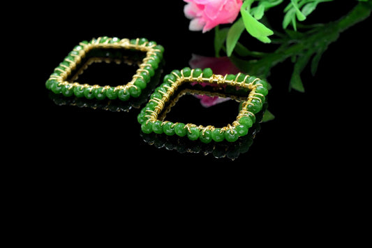 Emerald Quartz Wire Wrapped Dangle Connector,Gemstone Component,Handmade Earring,Finding Necklace Component Jewelry,Beaded Earring Connector